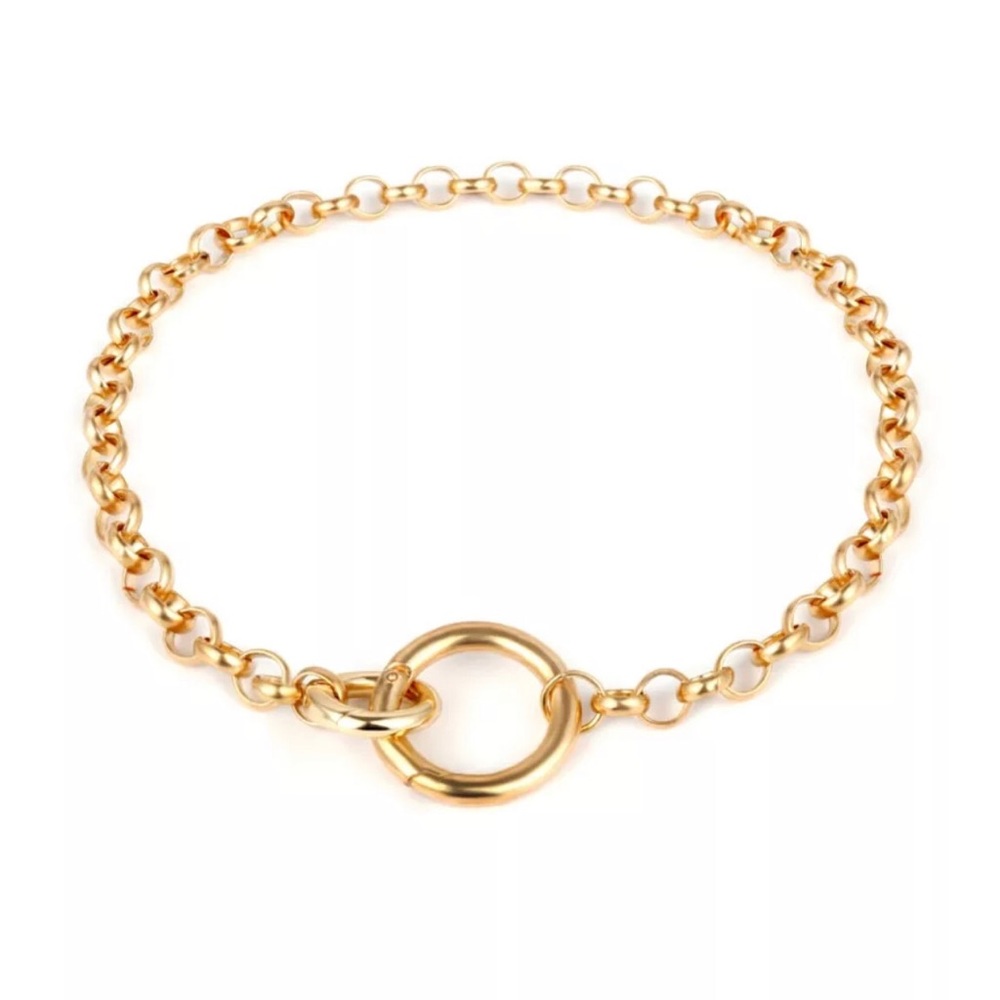 Gold Circle & Chunky Chain Choker - Picture 3 of 6